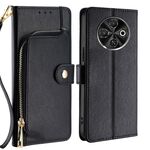 Per Tecno Spark 30C 4G Custodia in pelle con cerniera (nero)