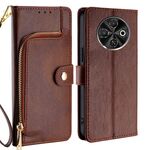 Per Tecno Spark 30C 4G Custodia in pelle con cerniera (marrone)
