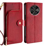 Per Tecno Spark 30C 4G Custodia in pelle con cerniera (rosso)
