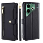 Per Tecno Pova 6 Neo 4G Sheep Texture Portafoglio a tracolla con cerniera in pelle Custodia per telefono (nero)
