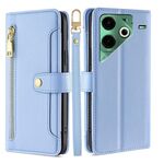 Per Tecno Pova 6 Neo 4G Sheep Texture Portafoglio a tracolla con cerniera in pelle Custodia per telefono (blu)
