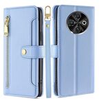 Per Tecno Spark 30C 4G Sheep Texture Portafoglio a tracolla con cerniera in pelle Custodia per telefono (blu)