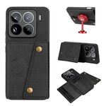 Per Xiaomi 15 Pro Custodia magnetica per telefono con doppia fibbia e slot per schede (nero)
