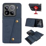 Per Xiaomi 15 Pro Custodia magnetica per telefono con doppia fibbia e slot per schede (blu)