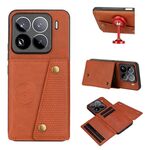Per Xiaomi 15 Pro Custodia magnetica per telefono con doppia fibbia e slot per schede (marrone)