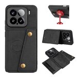 Per Xiaomi 15 Custodia magnetica per telefono con doppia fibbia e slot per schede (nero)