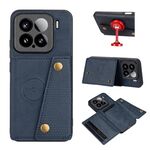 Per Xiaomi 15 Custodia magnetica per telefono con doppia fibbia e slot per schede (blu)