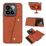 Per Xiaomi 15 Custodia magnetica per telefono con doppia fibbia e slot per schede (marrone)