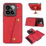 Per Xiaomi 15 Custodia magnetica per telefono con doppia fibbia e slot per schede (rosso)