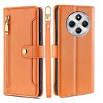 Per Redmi 14C 4G Custodia per telefono in pelle con cerniera a tracolla con texture di pecora (arancione)