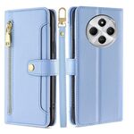 Per Redmi 14C 4G Custodia per telefono in pelle con cerniera a tracolla con texture di pecora (blu)
