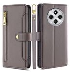 Per Redmi 14C 4G Custodia per telefono in pelle con cerniera a tracolla con texture di pecora (grigio)