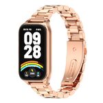 Per Xiaomi Smart Band 9 Active / Redmi Band 3 Mijobs Metal Shell Three-Bead Cinturino in acciaio inossidabile (oro rosa)