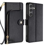 Per Samsung Galaxy S25 5G Custodia in pelle con cerniera (nero)