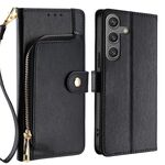 Per Samsung Galaxy S25+ 5G Custodia in pelle con cerniera (nero)