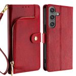 Per Samsung Galaxy S25+ 5G Custodia in pelle con cerniera (rosso)