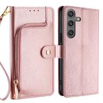 Per Samsung Galaxy S25+ 5G Custodia in pelle con cerniera (oro rosa)