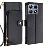 Per Xiaomi 14T Pro 5G Custodia in pelle con cerniera (nero)