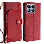 Per Xiaomi 14T Pro 5G Custodia in pelle con cerniera (rosso)