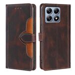 Per Xiaomi 14T Pro 5G Custodia in pelle con fibbia magnetica effetto pelle (marrone)