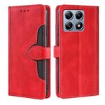 Per Xiaomi 14T Pro 5G Custodia in pelle con fibbia magnetica Skin Feel (rosso)