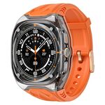 Per Samsung Galaxy Watch Ultra 47mm Cinturino per orologio in TPU ibrido PC modificato (arancione trasparente nero)