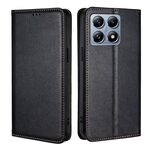 Per Xiaomi 14T Pro 5G Custodia magnetica in pelle tinta unita Gloss Oil (nera)