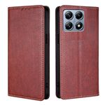 Per Xiaomi 14T Pro 5G Custodia per telefono magnetica in pelle tinta unita Gloss Oil (marrone)