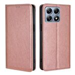 Per Xiaomi 14T Pro 5G Custodia per telefono magnetica in pelle tinta unita Gloss Oil (oro rosa)