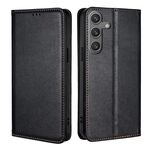 Per Samsung Galaxy S25 5G Custodia magnetica in pelle tinta unita color petrolio lucido (nero)