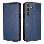Per Samsung Galaxy S25 5G Custodia magnetica in pelle tinta unita color petrolio lucido (blu)