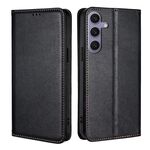 Per Samsung Galaxy S25+ 5G Custodia magnetica in pelle tinta unita color petrolio lucido (nero)