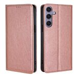 Per Samsung Galaxy S25+ 5G Custodia magnetica in pelle tinta unita color petrolio lucido (oro rosa)