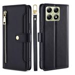 Per Xiaomi 14T 5G Sheep Texture Cross-body Zipper Wallet Custodia per telefono in pelle (nero)