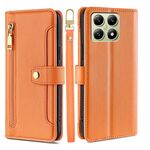 Per Xiaomi 14T 5G Sheep Texture Portafoglio a tracolla con cerniera in pelle Custodia per telefono (arancione)