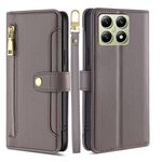 Per Xiaomi 14T 5G Sheep Texture Portafoglio a tracolla con cerniera in pelle Custodia per telefono (grigio)