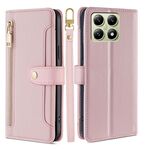 Per Xiaomi 14T 5G Sheep Texture Portafoglio a tracolla con cerniera in pelle Custodia per telefono (rosa)