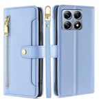 Per Xiaomi 14T Pro 5G Sheep Texture Cross-body Zipper Wallet Custodia per telefono in pelle (blu)