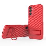 Per Samsung Galaxy M14 5G Custodia per cellulare in TPU con trama ondulata con pellicola per obiettivo (rosso)