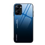 Per Realme V30 Custodia per telefono in vetro a colori sfumati (blu nero)