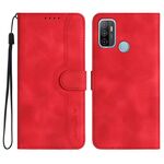 Per OPPO A53s/A32/A53 Custodia per cellulare in pelle con motivo a cuore (rosso)