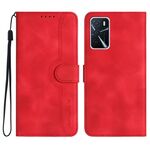 Per OPPO A16 4G/A55 5G/A53s 5G Custodia per cellulare in pelle con motivo a cuore (rosso)