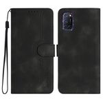 Per OPPO A52 / A72 / A92 Custodia per cellulare in pelle con motivo a cuore (nero)