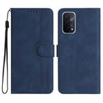 Per OPPO A74 5G/A93 5G/A54 5G Custodia per cellulare in pelle con motivo a cuore (blu reale)