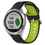 Per Garmin Approach S40 Cinturino in silicone bicolore traspirante da 20 mm (nero + verde lime)