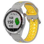 Per Garmin Approach S40 Cinturino in silicone bicolore traspirante da 20 mm (grigio + giallo)