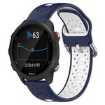 Cinturino in silicone bicolore traspirante da 20 mm per Garmin Forerunner 245 Music (blu notte + bianco)