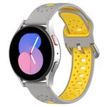 Per Samsung Galaxy Watch 4 Classic 46mm 20mm Cinturino in silicone bicolore traspirante (grigio + giallo)