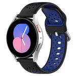 Per Samsung Galaxy Watch Active 2 40mm 20mm Cinturino in silicone bicolore traspirante (nero + blu)