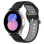 Per Samsung Galaxy Watch Active 2 44mm 20mm Cinturino in silicone bicolore traspirante (nero + grigio)